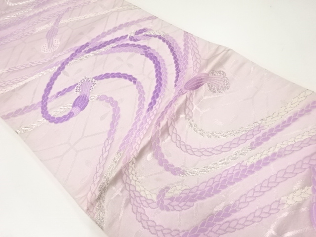 アンティーク　組紐模様織出し袋帯（材料）